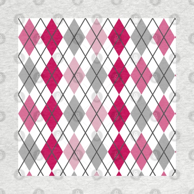 Argyle Magenta Dusty Pink Red Grey Plum Black Punk Rock Retro by Shayna